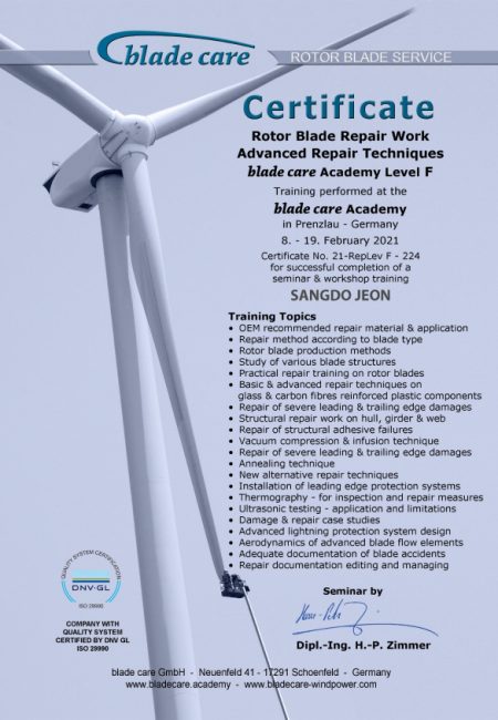 DNV-GL Level F Certificate